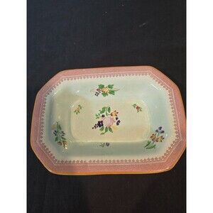 Adams Calyx Ware Hand Painted Lowestoft Vegetable Bowl 9.5" x 7.5" Vintage
